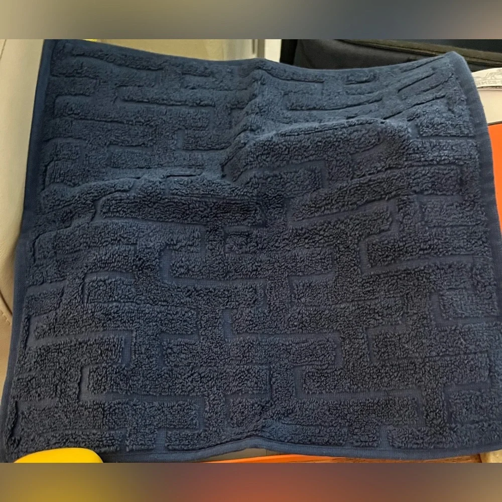 Hermès Paris, Navy Blue Face Towel in Signature Gift Box